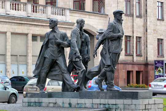 Kharkiv, Ukraine - October 26, 2013: Monument to students of Kharkiv National University, volunteers of the student battalion during WWII.