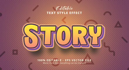 Story Text Cartoon Style Effect, Editable Text Effect