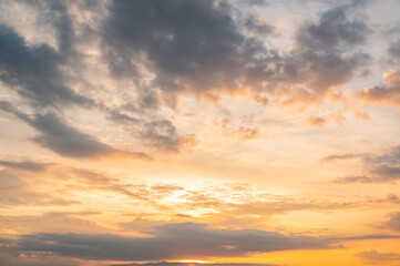 Dramatic clouds at sunset or sunrise time.