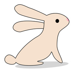 Cute happy rabbit cartoon  isolated on white background. 