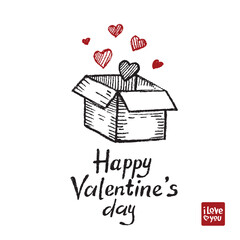 Valentine gift box with hearts