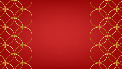 Red background and golden border with space. Lunar new year concept, Chinese new year background. vector.