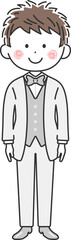 白色のタキシードを着た、若い男性のイラスト