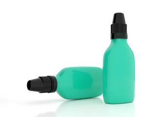 Eye Drop or Nasal Drop Bottle Mockup isolated on White Background - 3D Illustration Render