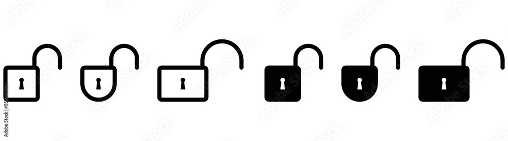 Wall mural padlock icon set simple. unlocked padlock collections sign symbol, vector illustration