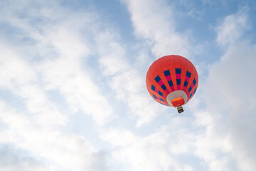 Hot air balloons festival, colorful Hot air balloon in flight over blue sky