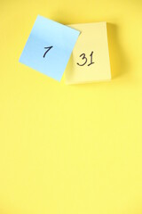 Calendar pages. The number 1 and 31 in the calendar.