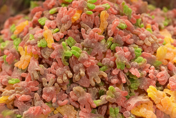 A mountain of sweets in the form of raspberries and lemon