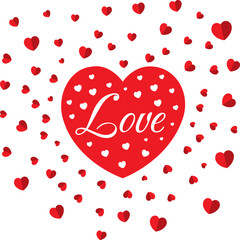 Romantic Red Heart Background: Ideal for Valentine's Day Designs, Love Red heart with hearts background best for any romantic design, Valentines day background, red heart with Love and hearts