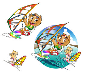 イヌ,キャラクター ,ウインドサーフィン,ふたり