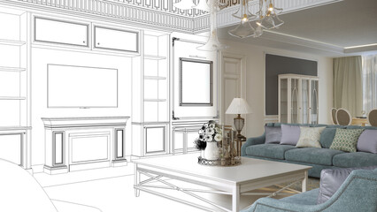 residential interior visualization, 3D illustration