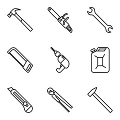 Repair and construction icons set. Equipment and tools isolated on a white background.