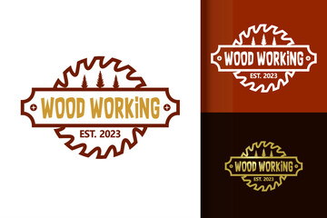 Woodworking Logo Design Element Stock Vector Illustration Template