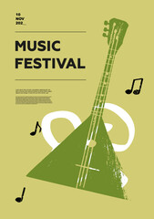 balalaika, folk. Music festival poster. String musical instruments. Competition. A set of vector illustrations. Minimalistic design. Banner, flyer, cover, print.	