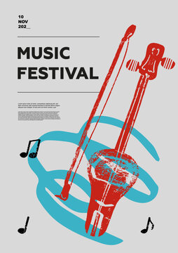 kobyz, folk. Music festival poster. String musical instruments. Competition. A set of vector illustrations. Minimalistic design. Banner, flyer, cover, print.	