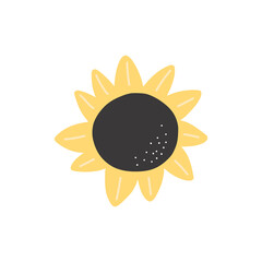 Abstract doodle sunflower graphic isolated on white background. Hand drawn vector illustration. Design elements..