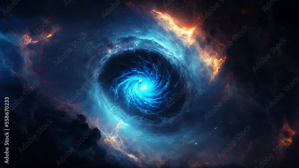Poster birth of a star in space during a nebula explosion. nuclear fusion of cosmic clouds of gas and dusts