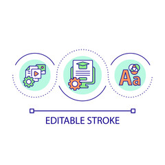 Educational platform design loop concept icon. Webdesign of learning system. Customization abstract idea thin line illustration. Isolated outline drawing. Editable stroke. Arial font used