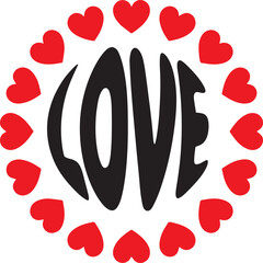 love, Love You in the shape of a heart, SVG Vector illustration