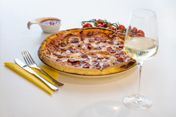 Pizza at the restaurant 