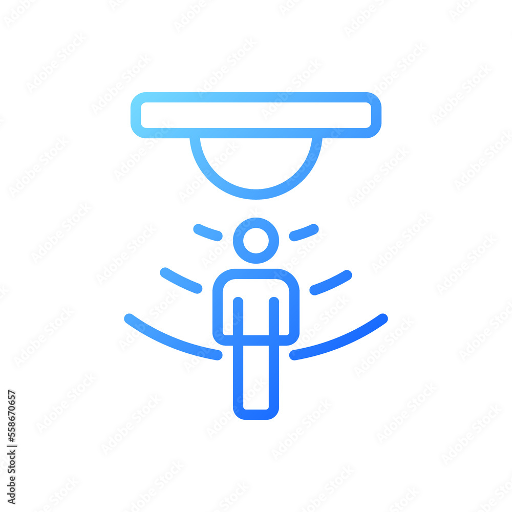 Poster motion sensor pixel perfect gradient linear vector icon. motion detection. smart home device. securi