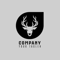deer head logo design template in circle, suitable for sport, company logo template