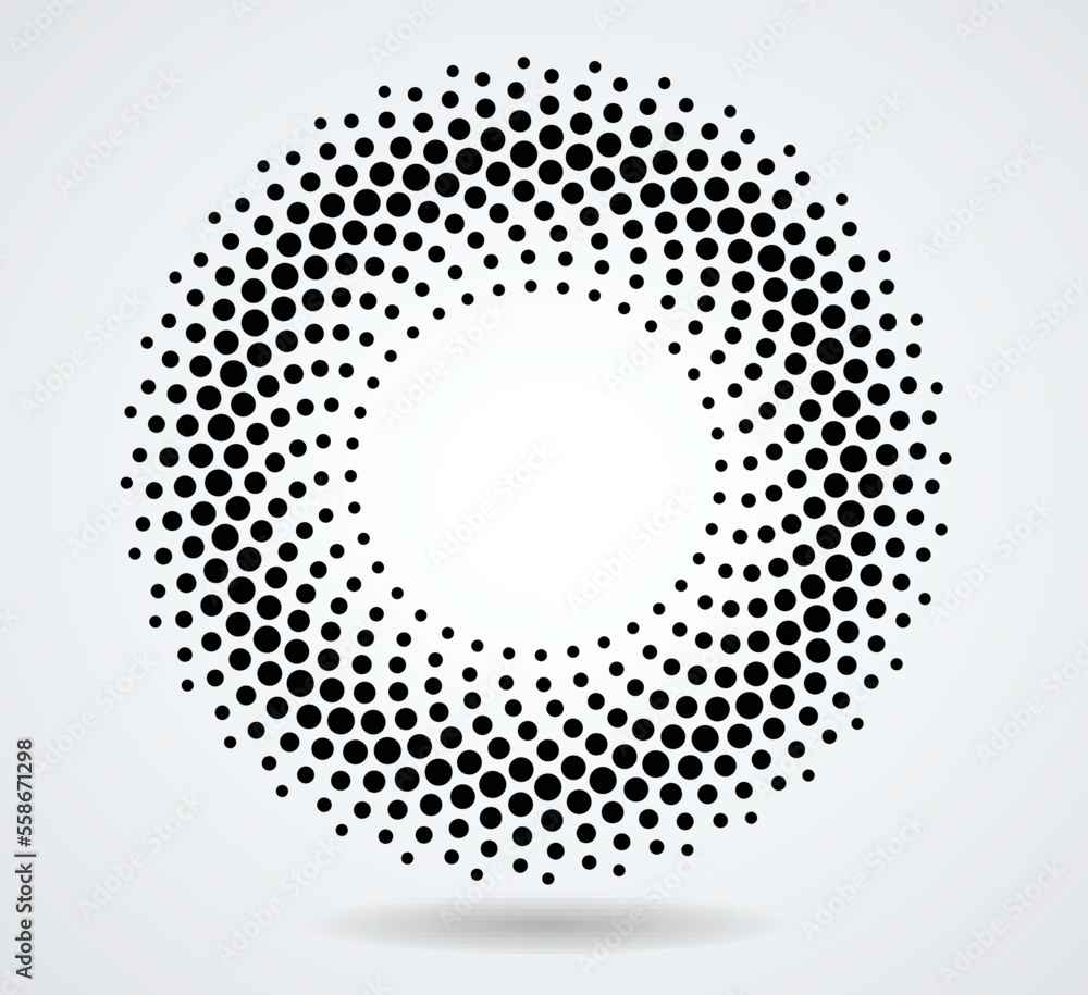 Poster halftone dots in circle form. round logo . vector dotted frame . design element
