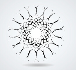 Halftone dots in circle form. round logo . vector dotted frame . design element

