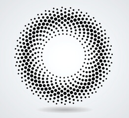 Halftone dots in circle form. round logo . vector dotted frame . design element
