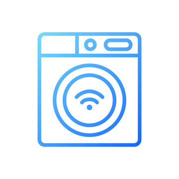 recommend clip art: Smart washing machine pixel perfect gradient linear vector icon. Home appliance. Remote control via smartphone app. Thin line color symbol. Modern style pictogram. Vector isolated outline drawing