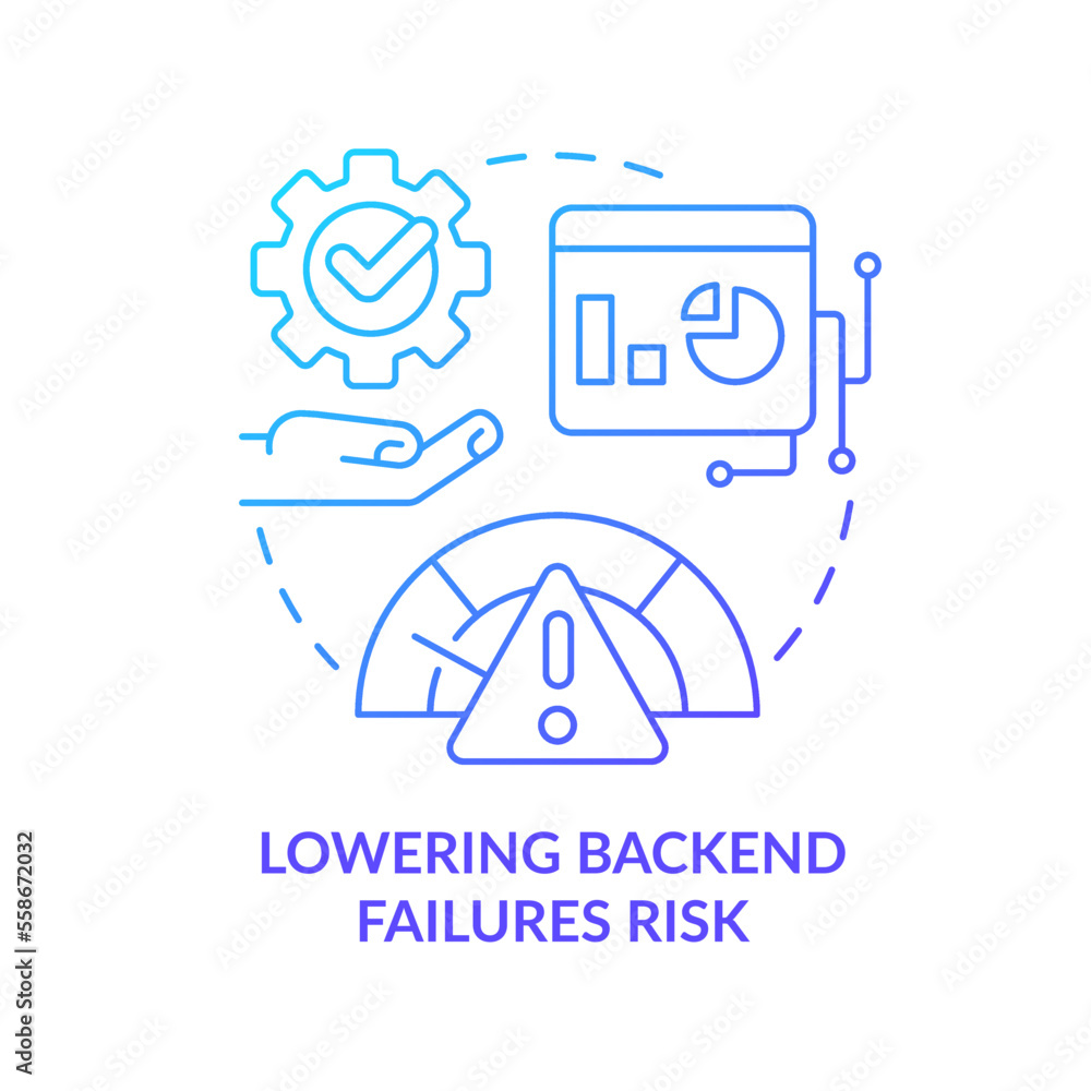 Aufkleber lowering backend failures risk blue gradient concept icon. high performance. digital productivity ab