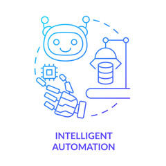 Intelligent automation blue gradient concept icon. Digital robotic technologies. Innovation technologies abstract idea thin line illustration. Isolated outline drawing. Myriad Pro-Bold font used