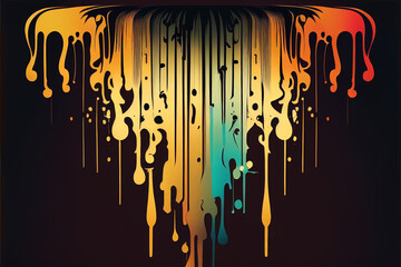 Graffiti Gold Dripping Paint Spray Paint Colourful Water Black Background