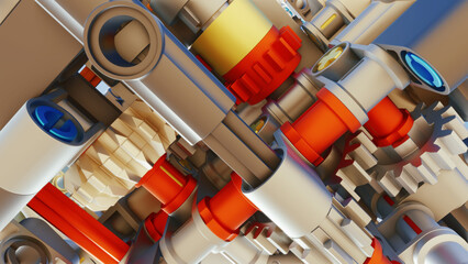 3d render of blocks engine