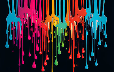 Graffiti Dripping Paint Spray Paint Colourful Water Light Black Background