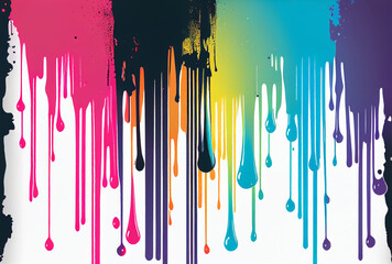 Graffiti Dripping Paint Spray Paint Colourful Water White Background