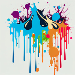 Graffiti Dripping Paint Spray Paint Colourful Water Light Blue Background