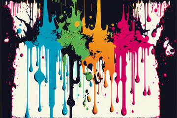 Graffiti Dripping Paint Spray Paint Colourful Water Light Blue Background