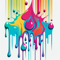 Graffiti Dripping Paint Spray Paint Colourful Water Light Blue Background