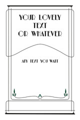 vintage art deco poster template, frame with roses 