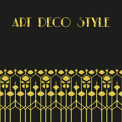 art deco vintage golden seamless border