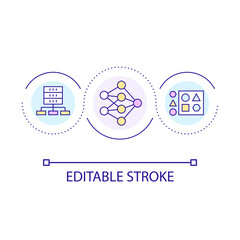 Digital data segregation loop concept icon. Datum processing and selection. Database analytics abstract idea thin line illustration. Isolated outline drawing. Editable stroke. Arial font used