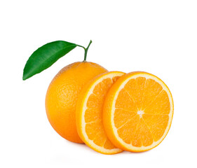 Orange and slices isolated on a white background