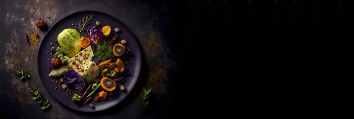 Obraz na płótnie Canvas Vegetarian Food, Food Plate, Generative AI