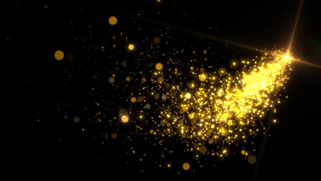 golden particle space star fly animation