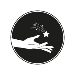The stars in the hands - concept of magic. Illustration on transparent background