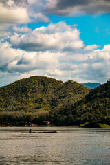 Beautiful nature and landscape at the Mekong river in Asia (Laos, Thailand). Wildlife in Southeastasia. Wallpaper