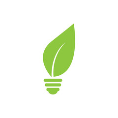 Vector energy symbol with eco-friendly green leaf