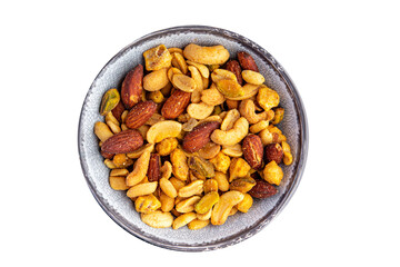 nut salt snack mix almond, cashew, pistachio, peanut fresh nuts food on the table copy space food...
