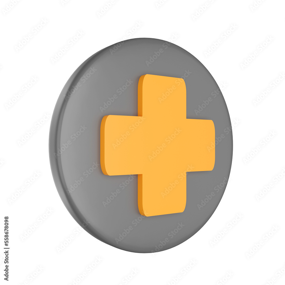 Aufkleber add button. web interface 3d rendering.